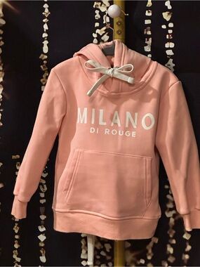 Milano Di Rouge Coral Pink Pullover Hoodie with White Logo